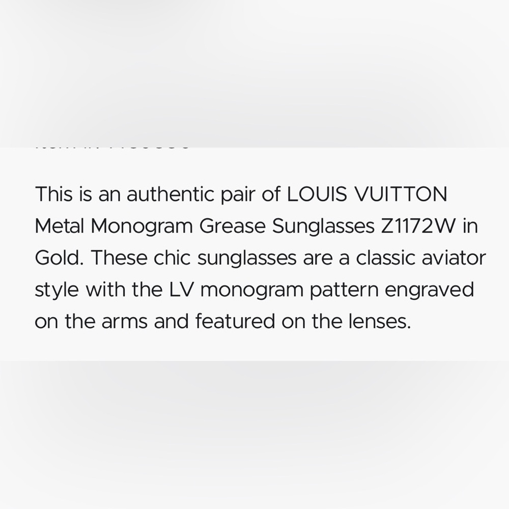 Louis Vuitton Gold/Gray Monogram Grease Aviator Sunglasses Z1172W - Picture 15 of 15